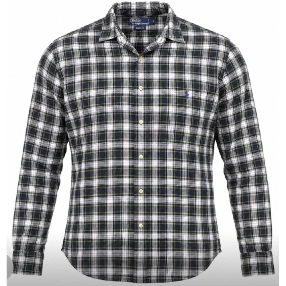 VTG Polo Ralph Lauren Elliott Shirt Mens M Blue White Plaid Button Down Cotton